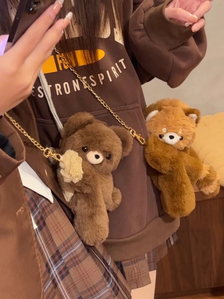 Cute Red Panda Brown Plush Backpack/Crossbody
