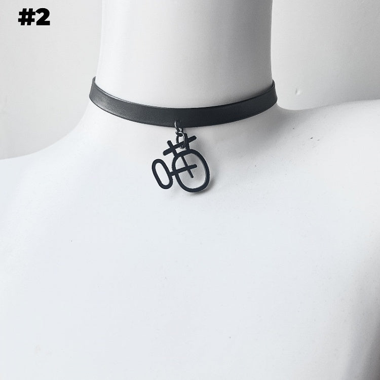 Black Bone/Bell/Cat Paw Pendant Buckle Choker