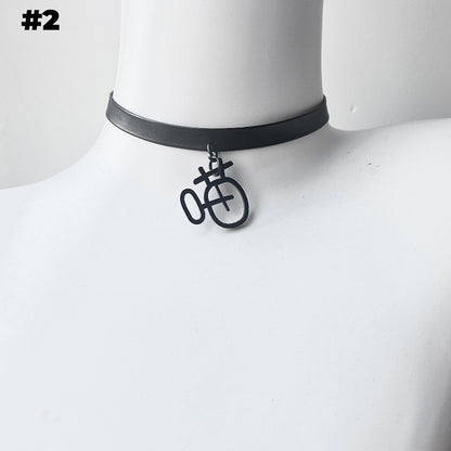 Black Bone/Bell/Cat Paw Pendant Buckle Choker