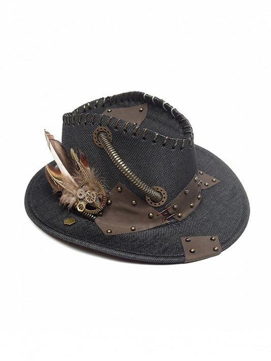 Cowboyhut mit Steampunk-Ausrüstung, Bronze, Schwarz