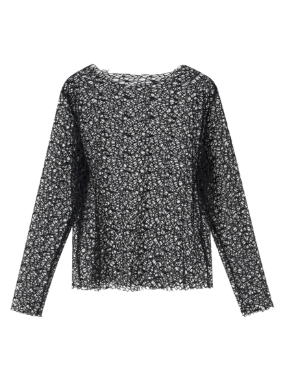 Fishnet Long Sleeves Top Punk Black Hollow-out