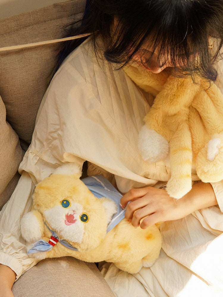 Sac bandoulière jaune crème en forme de chat mignon