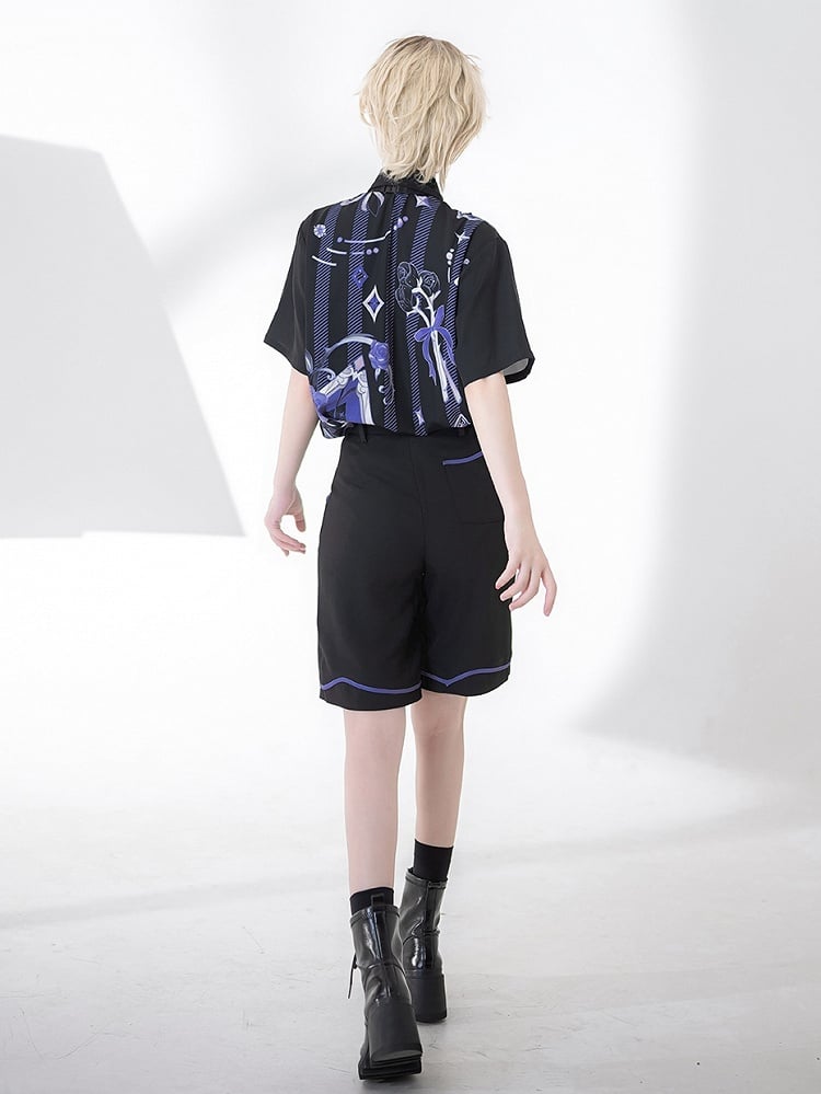 Spade Black with Diamond Ouji Summer Club Embroidery Shorts