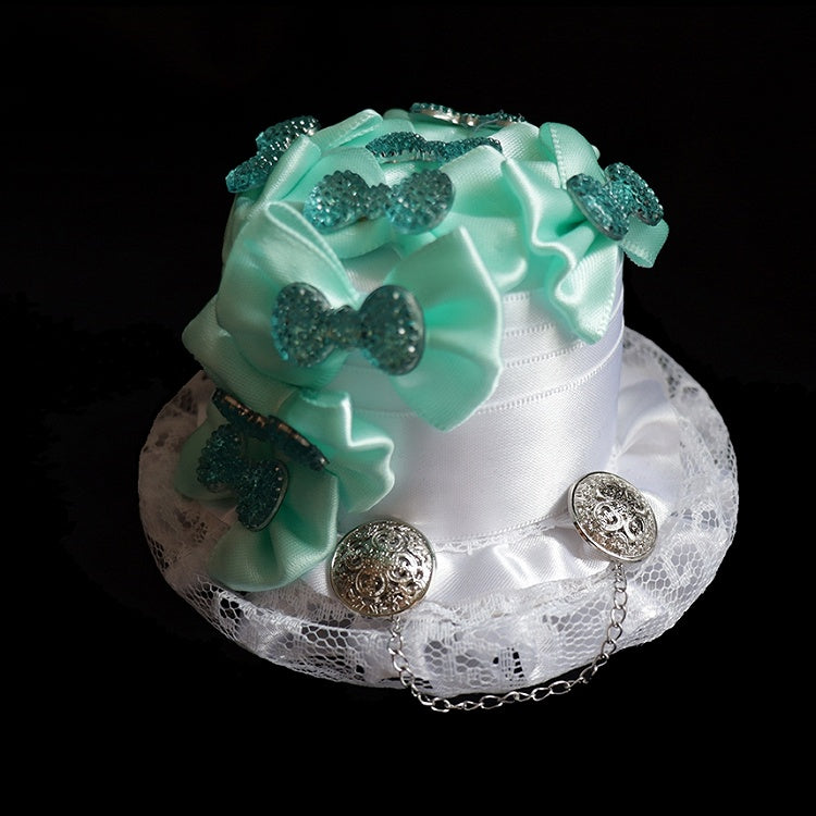 Decorated with Hat Bowknots Mini White Green