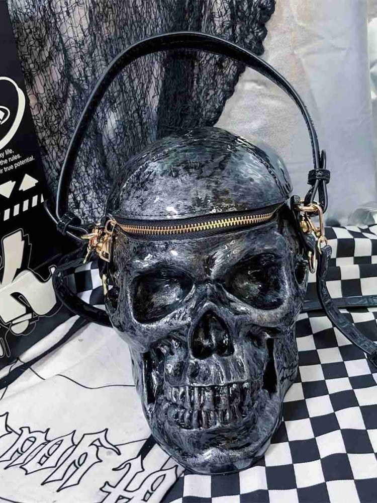 Gothic Punk Skull-shaped Tote Bag