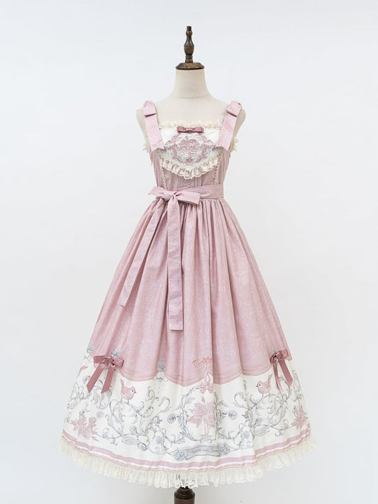Pink Titmouse Floral Print Lolita Skirt Jumper and