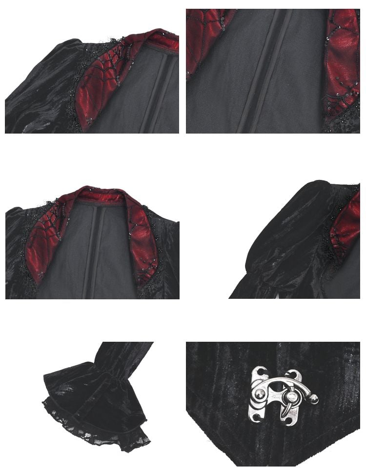 Halloween Gothic Black Velvet Cropped Vampire Jacket