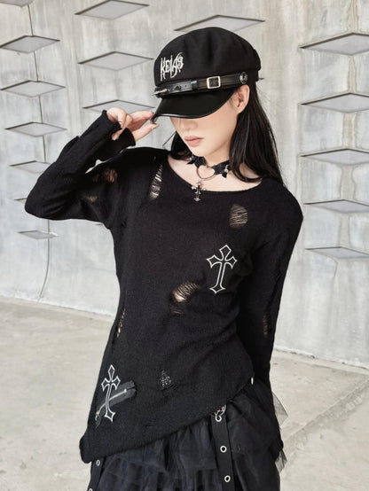 Black Punk Beret with Studs