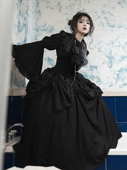Boned High Corset Waist Aristocrat Victorian Skirt Belt Gothic Black Lolita
