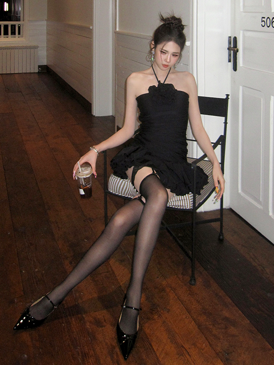 Suspender Lace Trim White/Black/Grey Tights