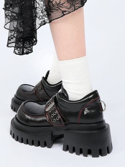 Buckle Bold Heels Rock Punk with Accents Chunky Sole - Platform