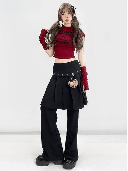 Flare Pleated Glamorous Bittersweet Silhouette Pants Black With