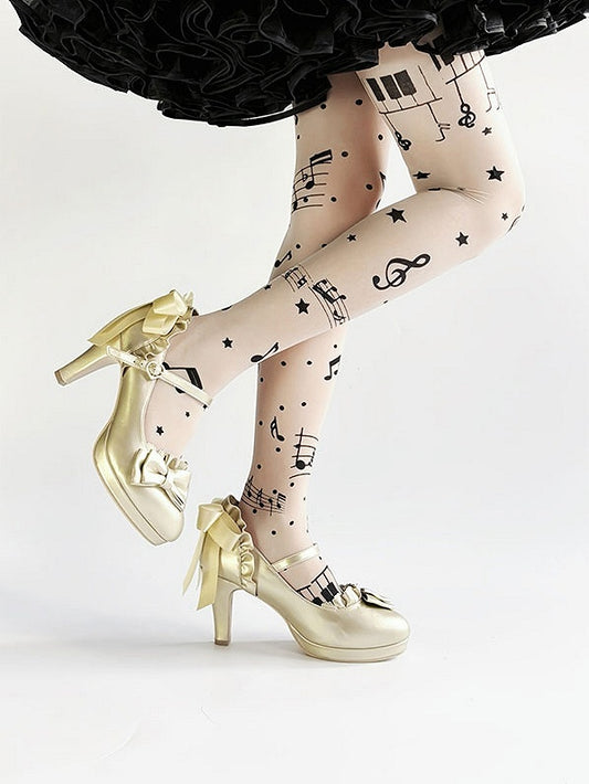 - PU Bow Top High at Hime Golden Heels Lolita