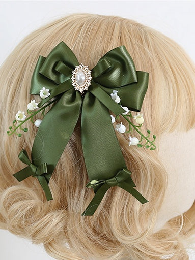Die Bowknot Lolita Haarspange Fresh Of Green Birdcage Lily With Valley Charm