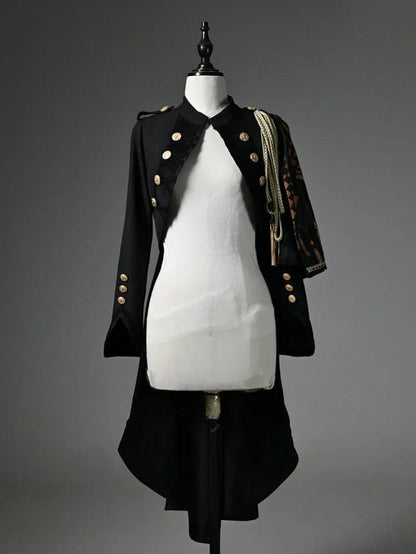 Tailcoat Knight Cape One-shoulder Detachable Black