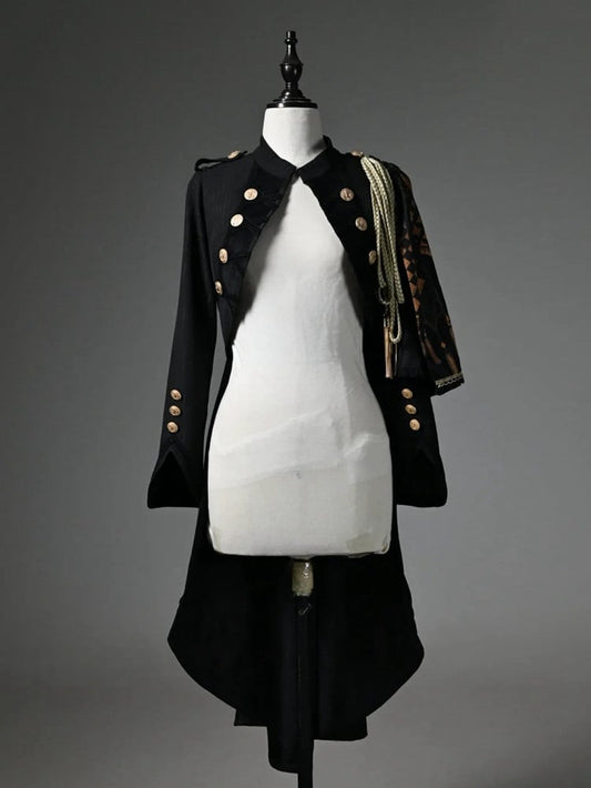 Tailcoat Knight Cape One-shoulder Detachable Black