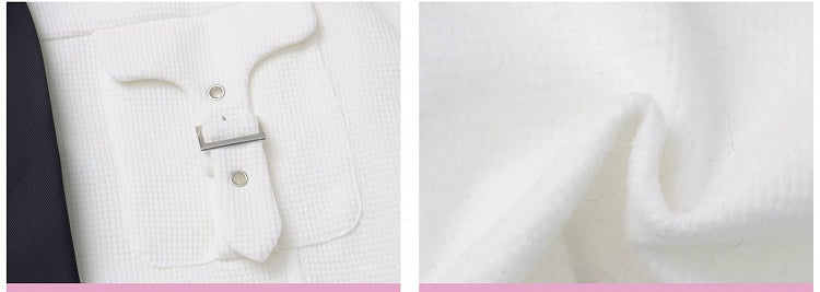 White Snake Buckle Strap Pockets Shirt with Free Tie