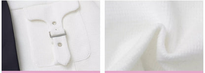 White Snake Buckle Strap Pockets Shirt with Free Tie