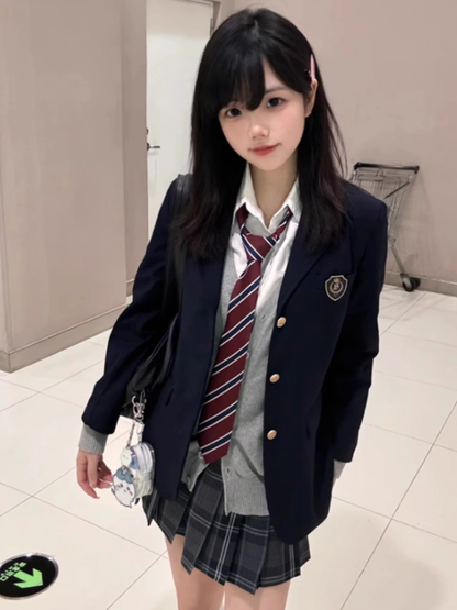 Rock 39CM Muster Plaid Uniform Schwarz JK Plissee