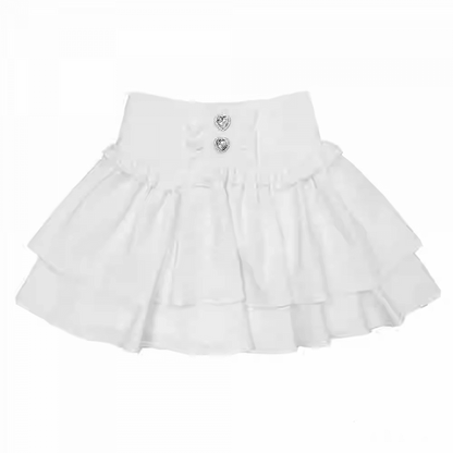 Stufenrock Strass Verziert Jirai Kei Schwarz/Weiß/SchwarzWeiß Herz