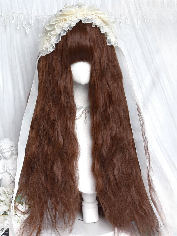 Caramel 80CM Hip Length Wavy Wig With Full Bangs
