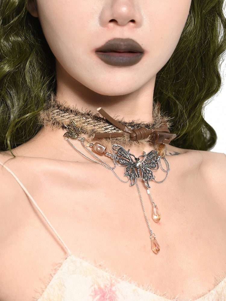 Fairy Butterfly Mori Pendant Brown Kei Choker