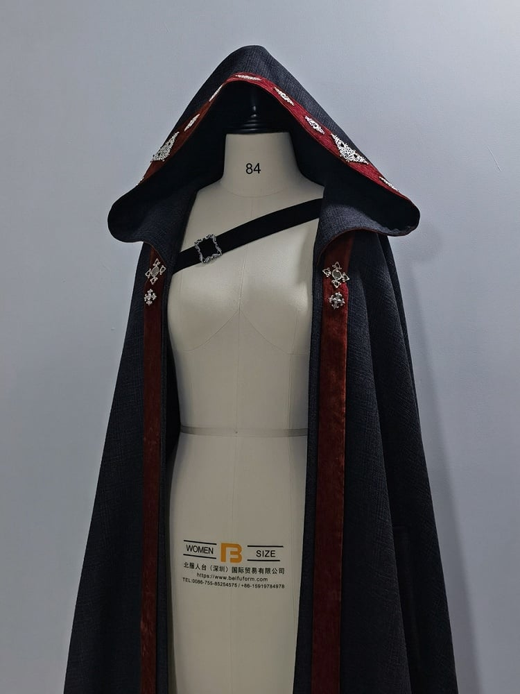 Ouji Lolita Red Strappy Black Buckle Strap Closure Cloak