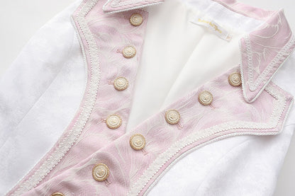 and Aristocrat Long Fashion Waistcoat White Pink Ouji Lolita
