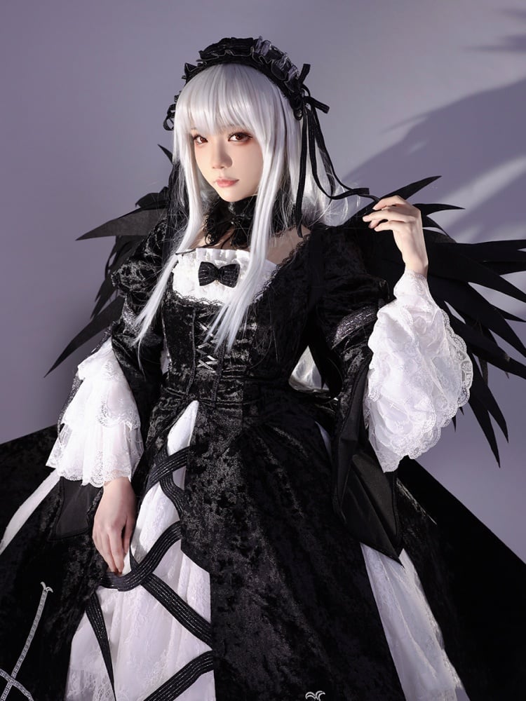 Rozen Maiden Mercury Lamp Black and White Dress Lolita-Style Cosplay Costume