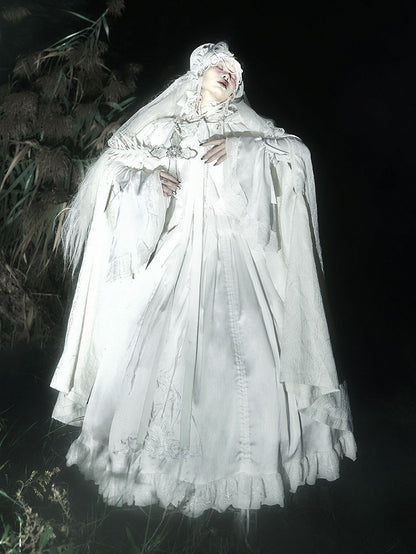 White Shiro Gothic Lolita Hooded Cloak