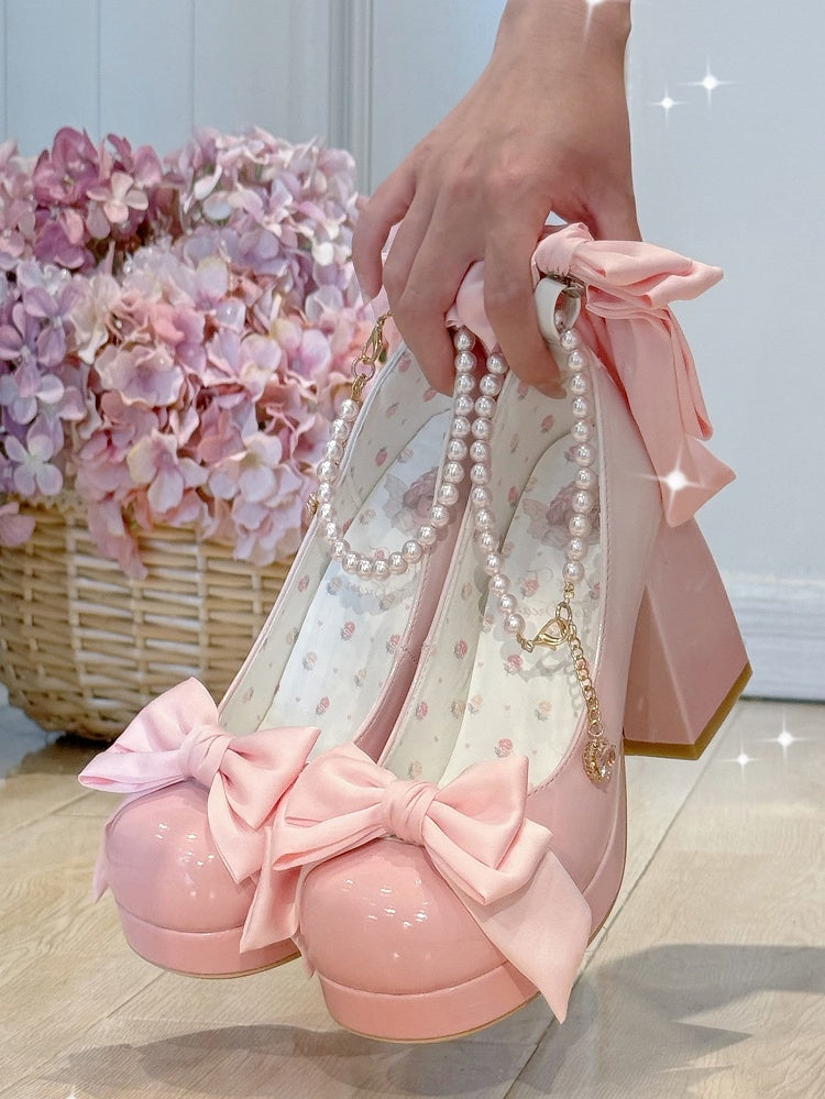 Schuhe Mary Sweet Bowknot Runde Rosa Details Toe Janes Plattform Lolita