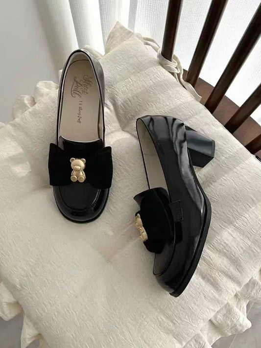 Decorated at Black Bear Top Bow Loafers