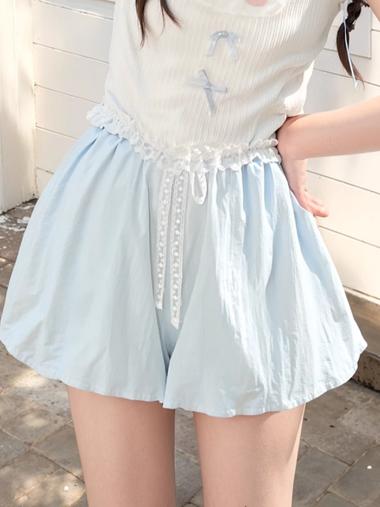 Blue Bubble Yume Kawaii Lace Shorts Drawstring