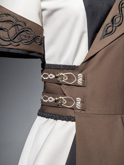 - Ärmelloses Steampunk-Hemd mit kurzen Ärmeln Ouji + Lolita-Set, dreiteilig