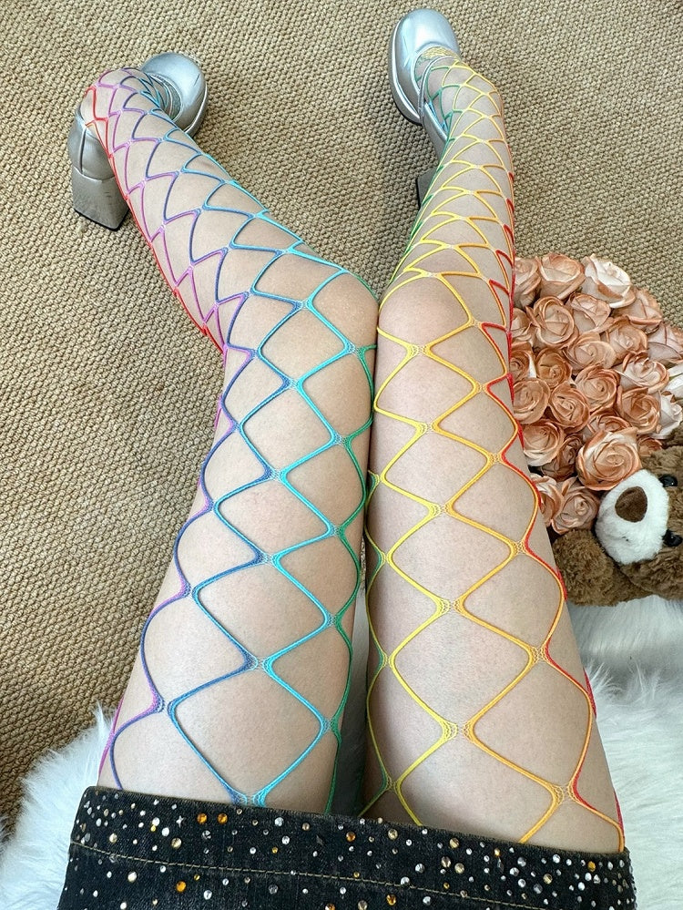 Tights Y2K Colorful Design Fishnet