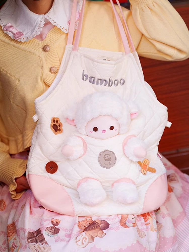 Bag WhitePink With 3 Detachable Plushie Cut-out Design Options Crossbody