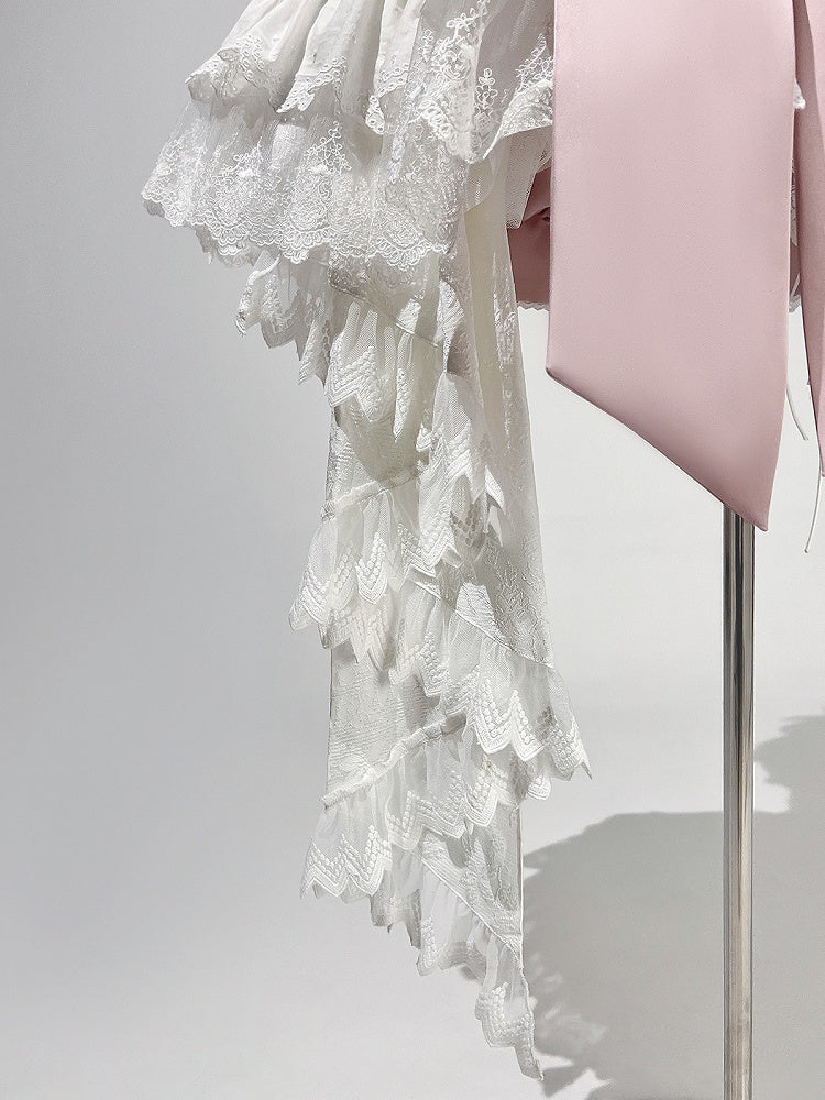 Straps Spaghetti JSK Lolita Pink Balletcore White Corset + Dress