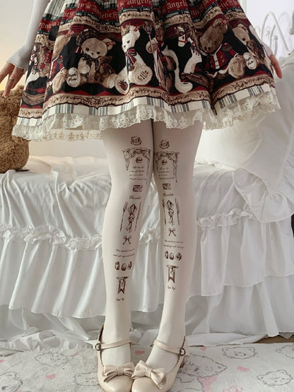 Beige Chocolate Print Sweet Lolita Tights