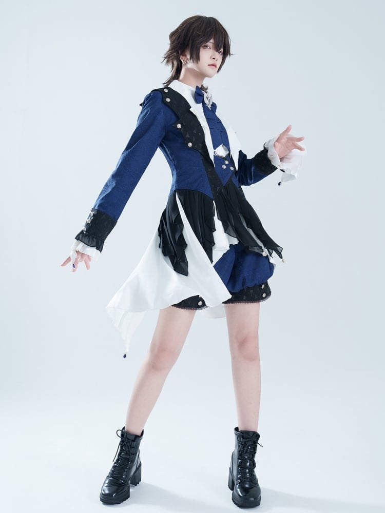 Gothic Ouji Lolita Ciel Vibes Dark Blue Prince Coat Outfit