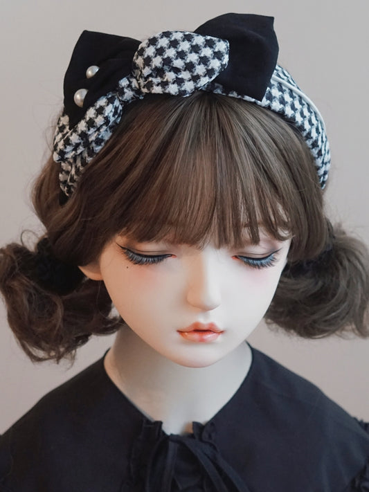 Bow Big KC Black Decorated Beaded And White