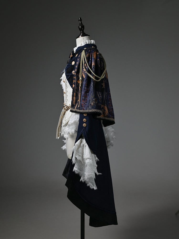 Dark Knight Top Long + Fashion Outfit Ouji - Sleeves Lolita White