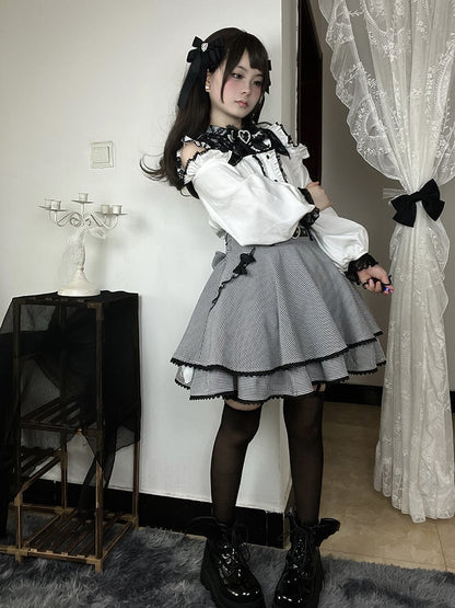 White Lace Trim Cutout Shoulder Jirai Kei Blouse