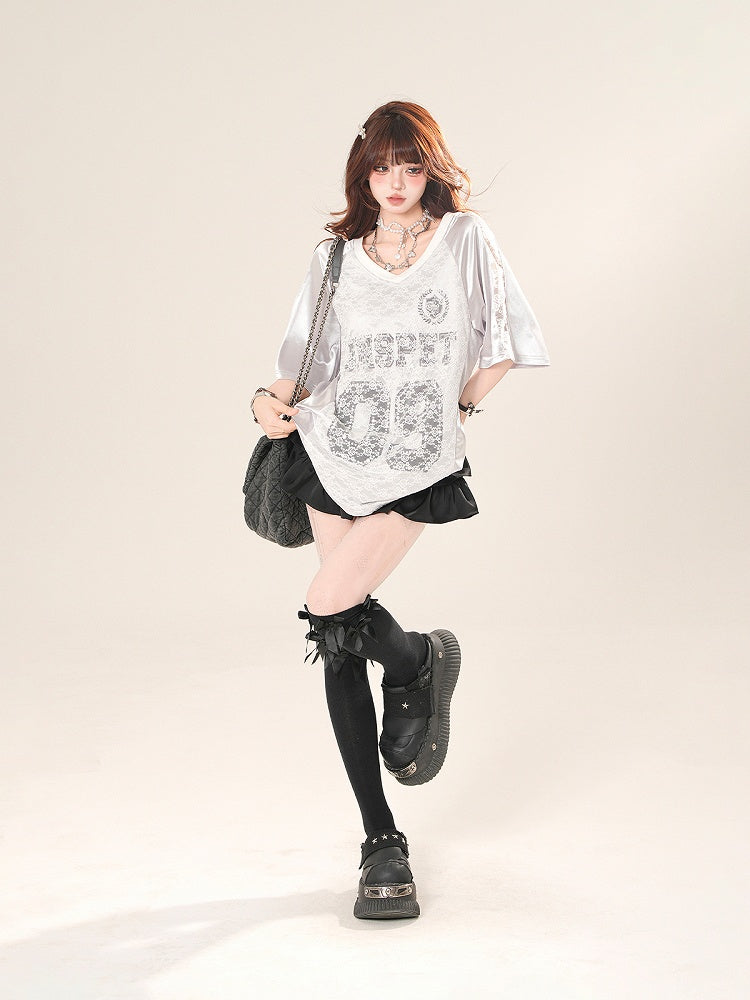 Mini Tiered Skirt High Waist Black/White