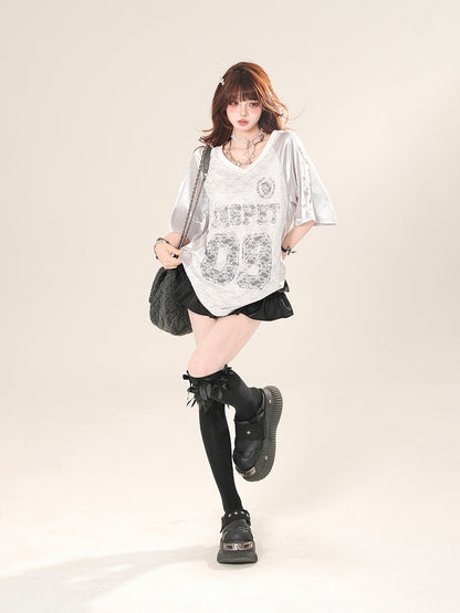 Mini Tiered Skirt High Waist Black/White