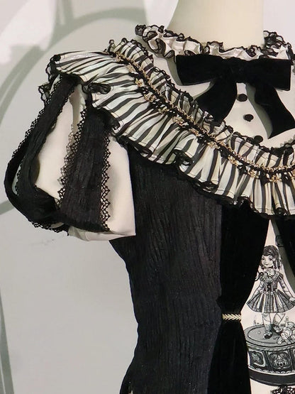 Full Lolita Circus Sleeves Black Set- Vibes Sweet and Puff White