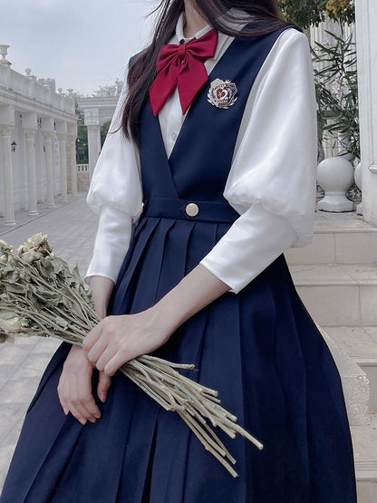 70cm Dark / High Waist Box Pleat Skirt Overalls 65 Blue Length