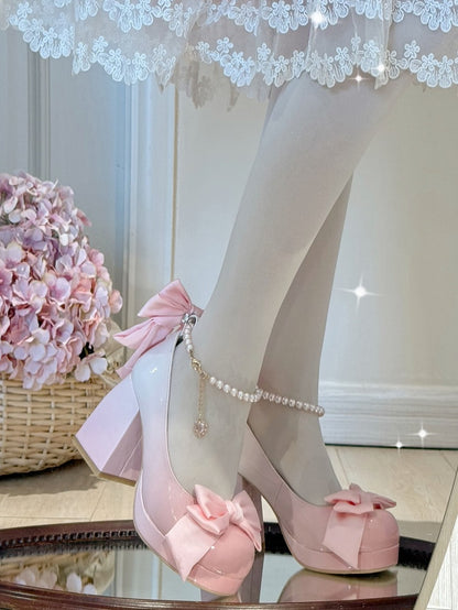 Schuhe Mary Sweet Bowknot Runde Rosa Details Toe Janes Plattform Lolita