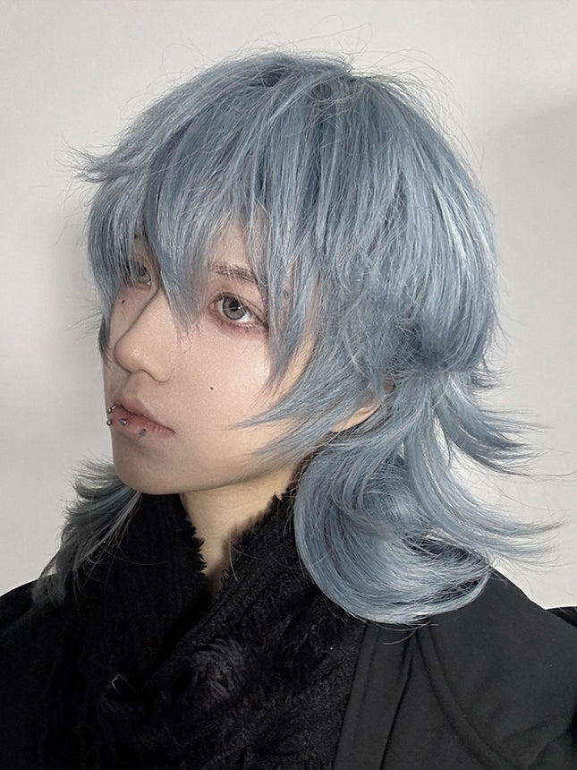 Dusty Blue Ouji Style Wig with Bangs