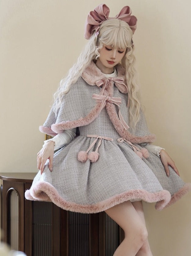 Tweed Fur Dress Fur + Sweet Cape