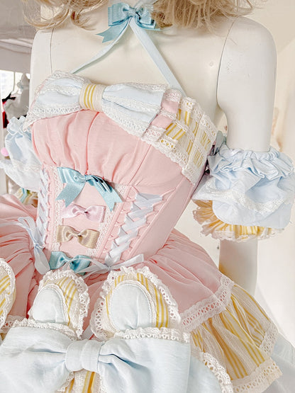 Robe rose et bleue Sweet Princess à volants bouffants et à volants superposés